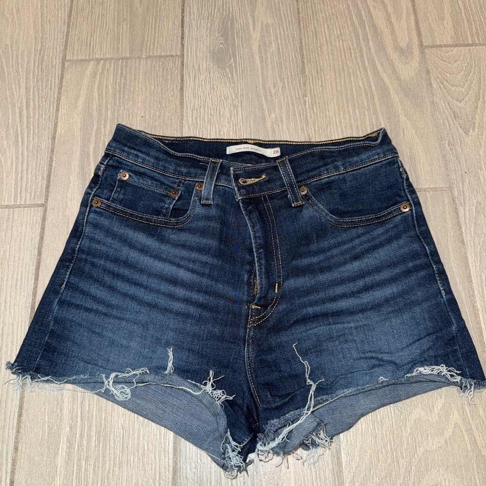 Levi's Distressed Dark Blue Jean Shorts